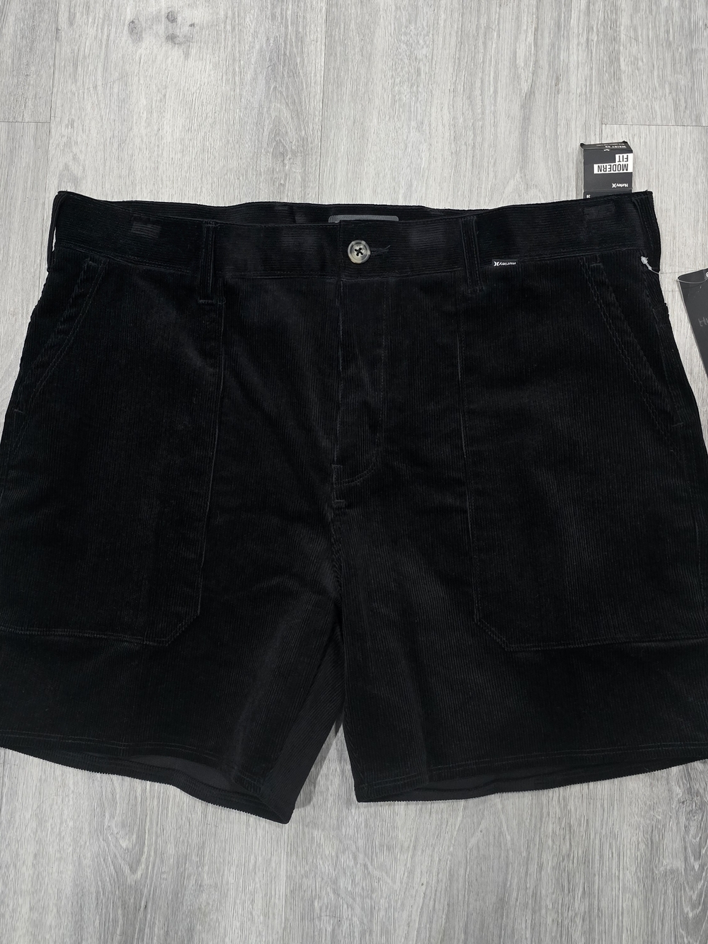 Hurley Men’s Black Corduroy Flat-Front Shorts